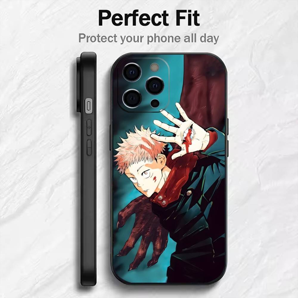 JJK Action Anime Y-YuJi Handyhülle Für iPhone17,16,15,14,13,12 Plus,Max Weiches Silikon Schwarze Hülle