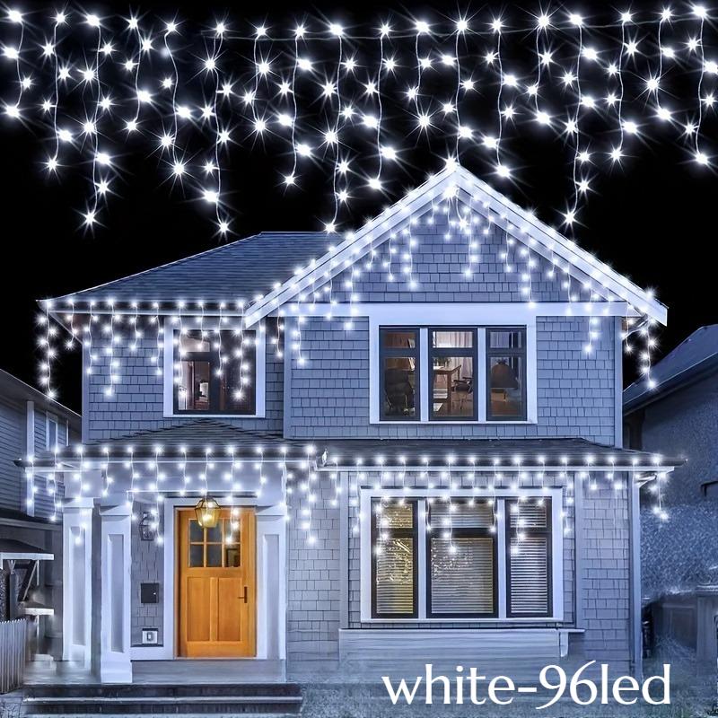 Solar Powered Icicle LED Lights Weatherproof Christmas String Lights Uses for Fence Tree Eaves Decor