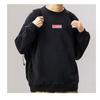 Li Ning Sports Fashion Series Embroidered Small Logo Fleece Loose Round Neck Pullover Sweatshirt Unisex Sweatshirt Black AWDP696-10