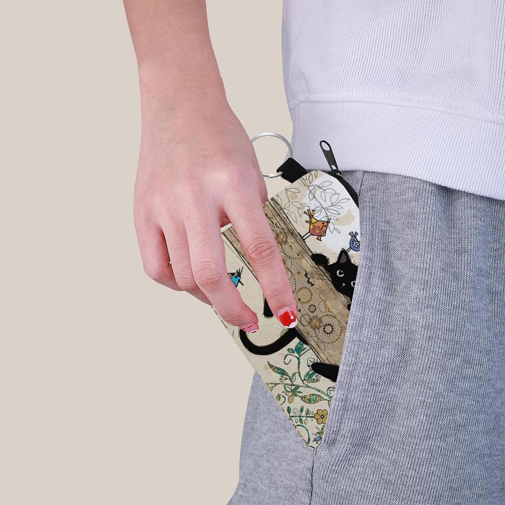 Adorable Cat Print Coin Purse & Keychain Gift for Girls & Women