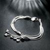 925 Sterling Silver Tassel Heart Charm Bracelet &Bangle For Women Girls Party Wedding Jewelry Pulseras Mujer Sl256
