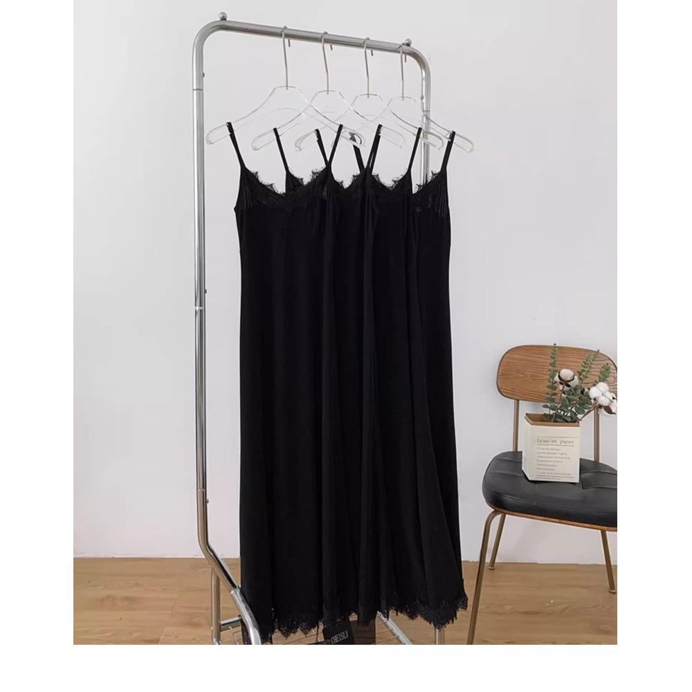 

Женское облегающее платье-майка из черного кружева для похудения - Летний стиль без рукавов для светских зрелых женщин M (suggested 90-100 jin)