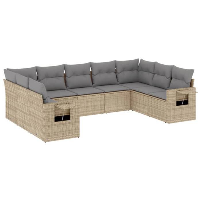 VidaXL Garden Lounge Set with Cushions 9 Pcs, Patio Sofas, Patio Furniture Set, Outdoor Furniture, Beige 3220598