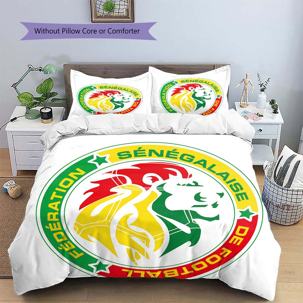 Senegal football Pattern Bedding Home Decoration Birthday Gift (1 * duvet cover + 2 * pillowcase, without core),fan merchandise.
