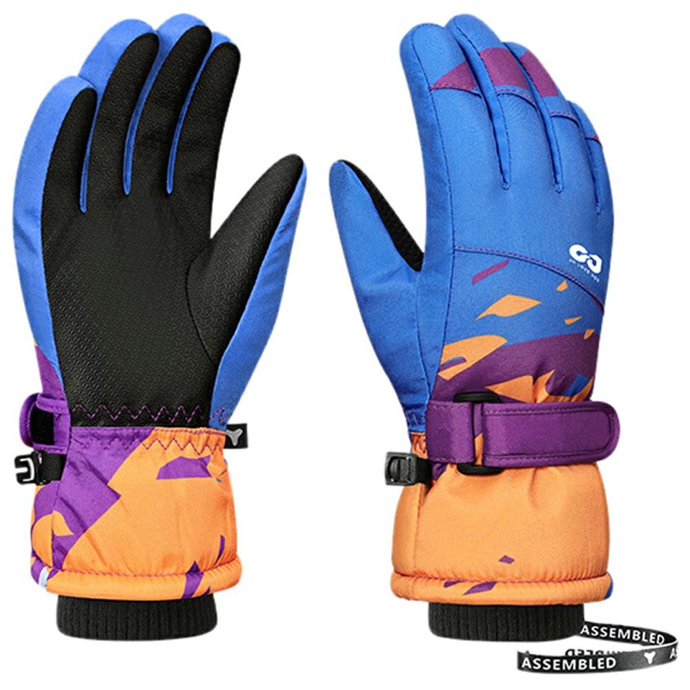 GOLOVEJOY DRST39 1 Pair Winter Ski Gloves for 8-12 Years Kids Waterproof Windproof Snow Mittens Size M D