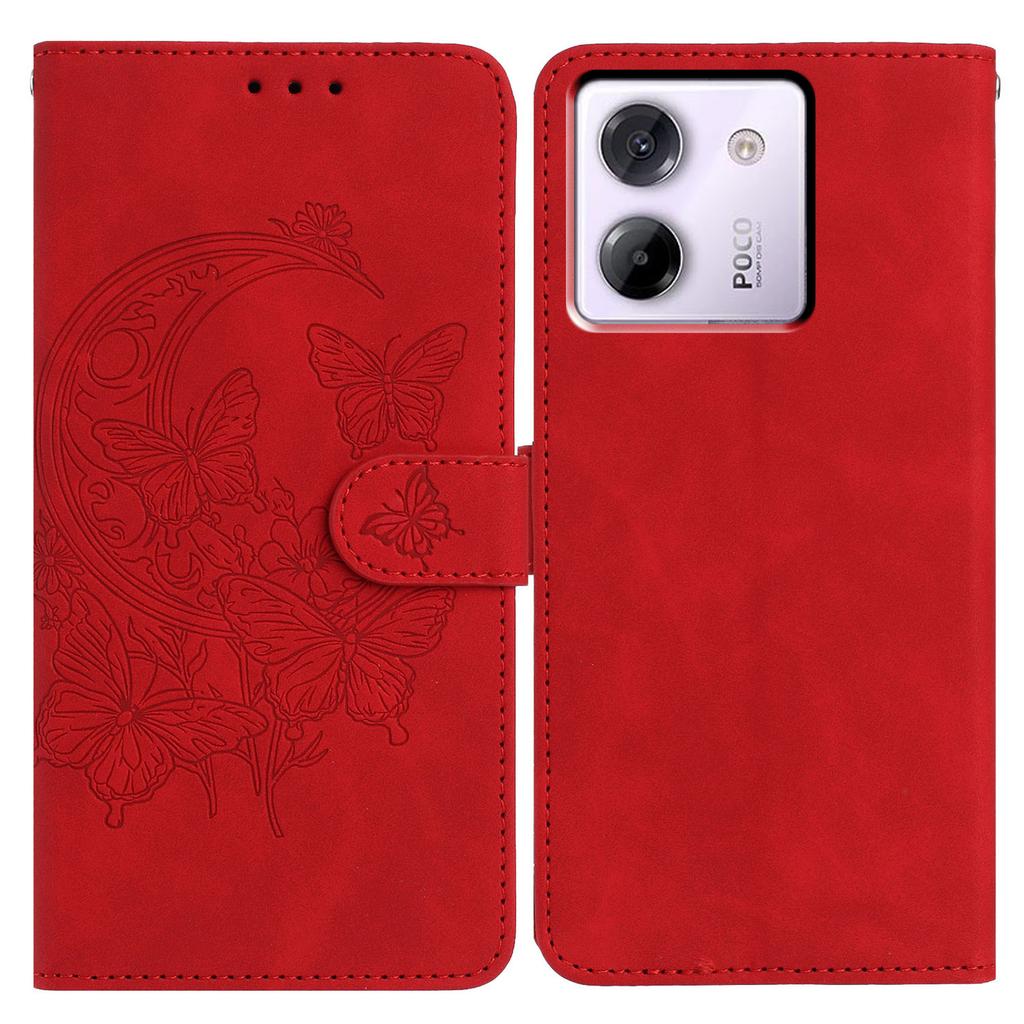 For Xiaomi Poco M7 Pro 5G Case Butterfly Flower Imprinted PU Leather Wallet Stand Phone Cover
