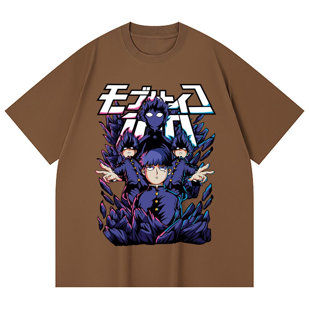 T-shirt Unisex in Cotone Pesante 230 g/m² 100% Cotone con Stampa Mob Psycho 100 V1 Shiego