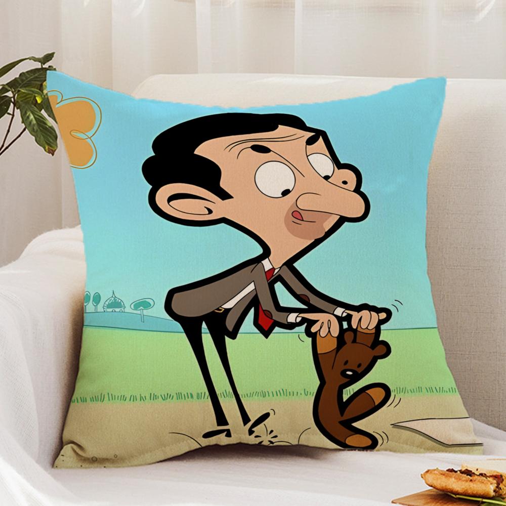 Anime M-Mr.BeanS Cushion Cover Premium Comfort Reversible Pillow Cover - Dual - Use Design for Home & Car