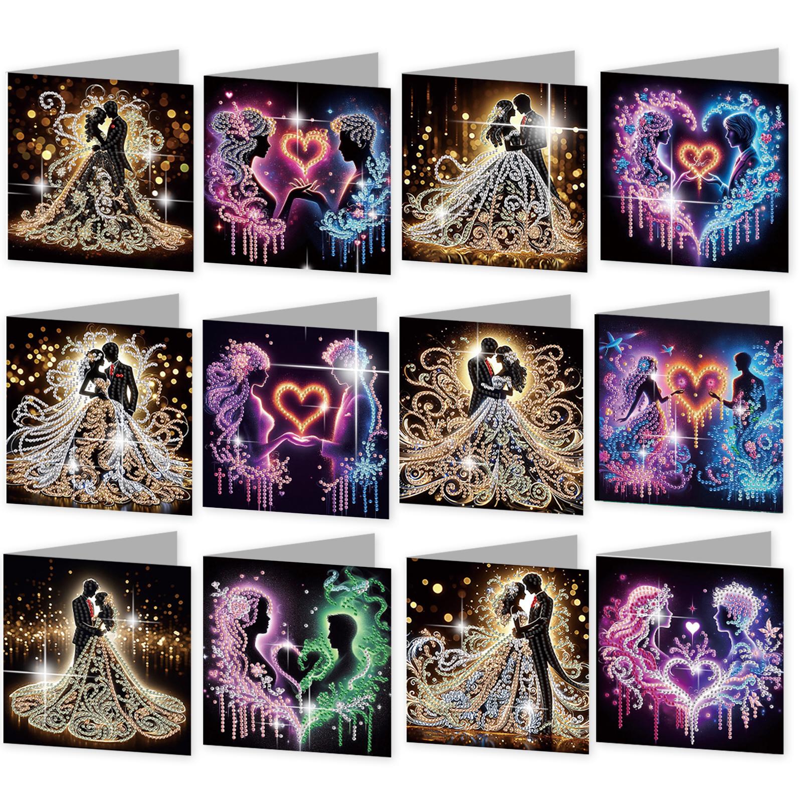 

12pcs DIY Diamond Painting Greeting Card Set with Envelopes Diamond Art Greeting Cards for Birthdays Thanksgiving and Holidays
