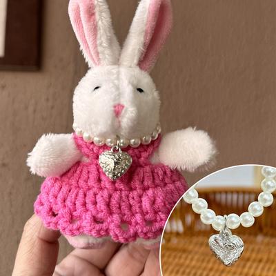 Cartoon Cute Plush Doll Necklace Love Pendant Pearl Chain Delicate Decoration Accessory For 13cm Master Dog Plush Doll