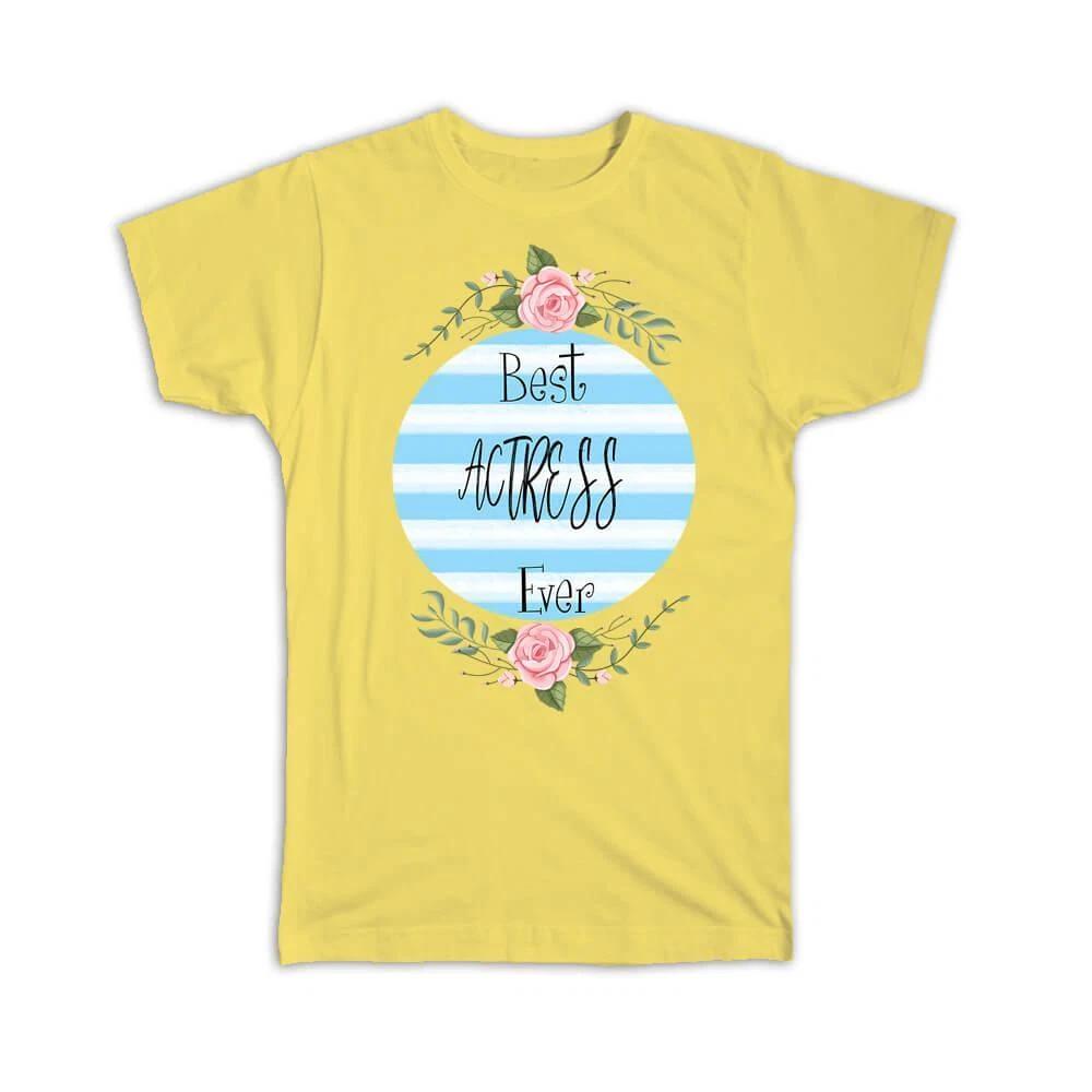 Gift T-Shirt : Best ACTRESS Ever Christmas Cute Birthday Stripes Blue M