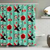 Vintage Skull Tapestry Shower Curtain Gothic Halloween Decor Black Red Skull Pattern Washable Bathroom Curtains Spooky Home Deco