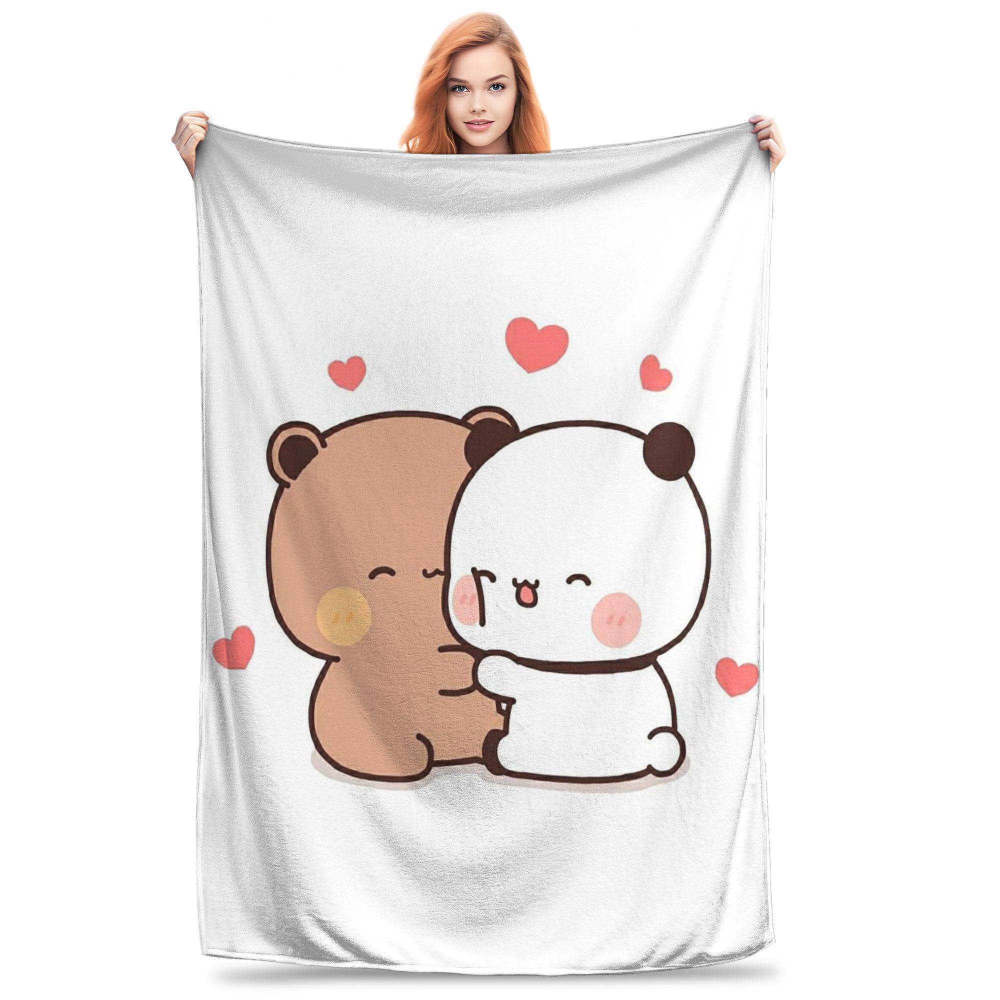 

Bubu Dudu Going To Sleep Panda and Bear Blanket Super Soft Fleece Sofa Throw Blanket for Bedroom Outdoor Throws Bedspread Quilt 80x120cm