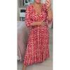 New Year's Large Size Super Immortal V-Neck Floral Dress Seaside Holiday Beach Dress Loose Long Skirt