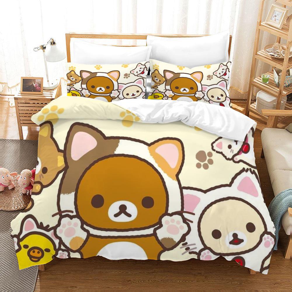 Rilakkuma Korilakkuma Duvet Cover Set Cute Cartoon Rilakkuma Korilakkuma Bedding Set Pillowcase Twin Full Queen King Size