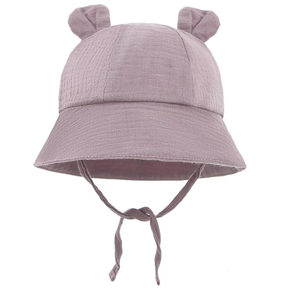 Muslin Cotton Baby Hat Summer Infant Cap Soft Baby Sun Hats Panama for Kids Girls Boys Bucket Hat Accessories Children 3-12M