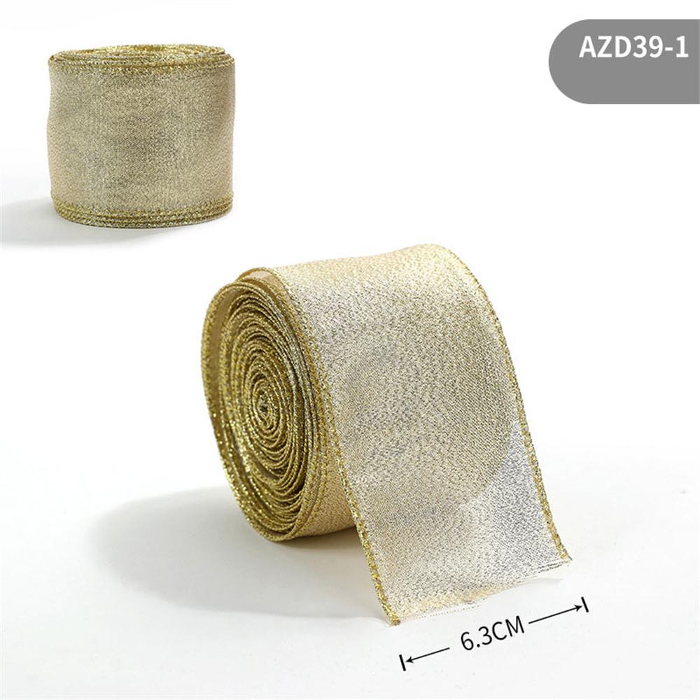2m Christmas Ribbon Golden Silver Champagne Polyester Gliter Ribbon DIY Xmas Tree Bow Gifts Packing Navidad Home Decoration