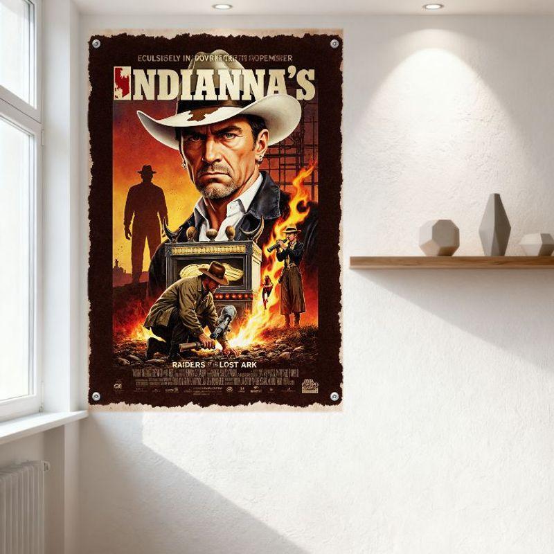 Indiana Jones and the Raiders of the Lost Ark Vintage Metal Tin Sign Retro Movie Poster Wall Decor for Bar Club Home Man Cave De