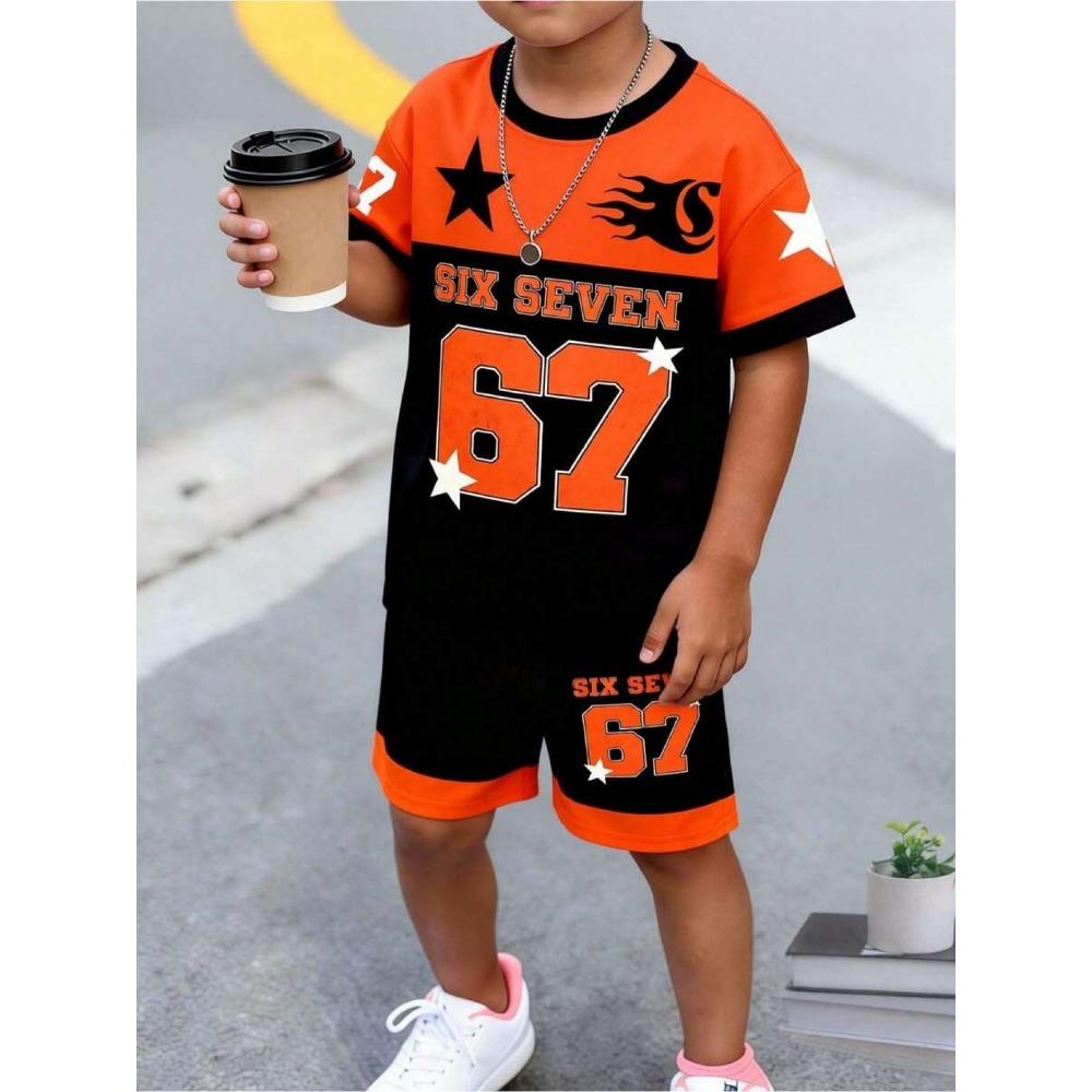 2 Stück Kinderkleidung Jungen Fußball-Outfit Schwarz Gelb Fußballtrikot Shorts Set, Leichte Sportkleidung für das Training