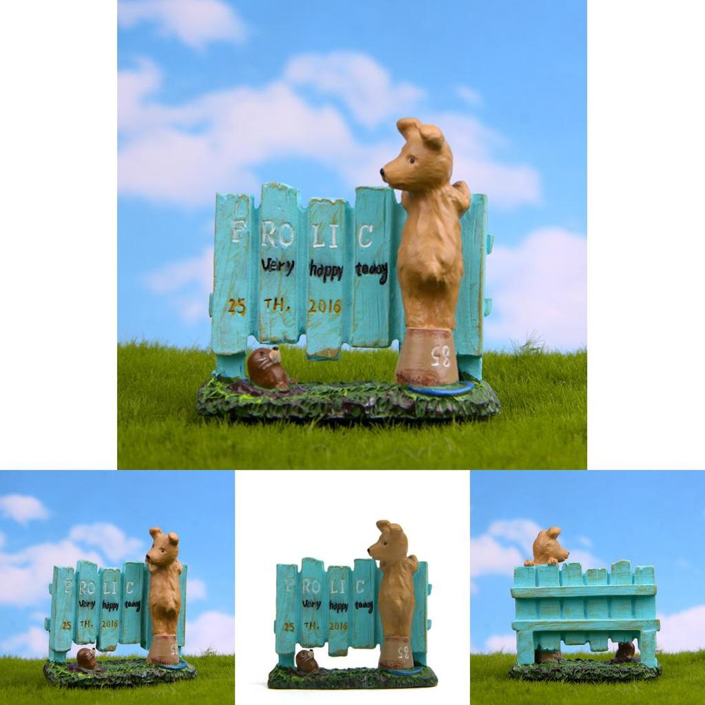 Small Dog Fence Sea Lion Resin Garden Ornament For Succulents And Scene Decor