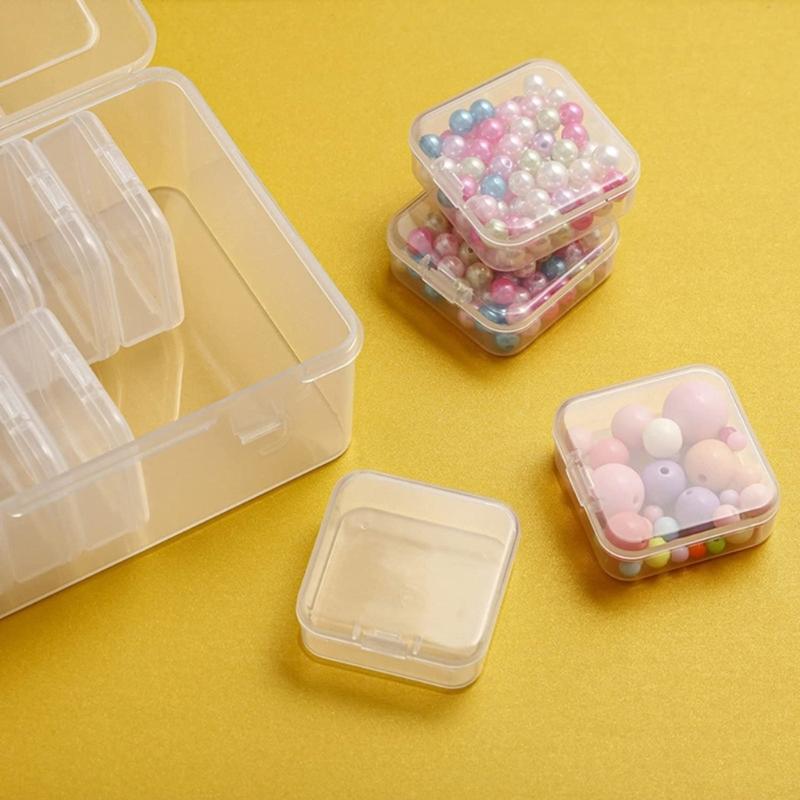 Pack of 15 Storage Boxes Including 1 Large and 14 Small With Clear Lid Accessory for Jewelry Beads Pills And More
