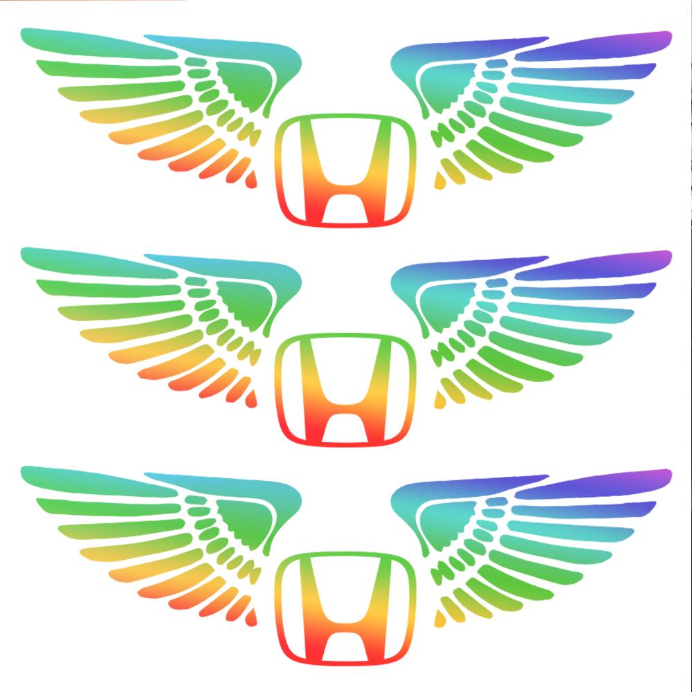 Colorful Reflective Laser Angel Wing Styling Car Trunk Door Stickers For Honda Mugen Typer ACCORD Airwave Avancier Civic INSPIRE