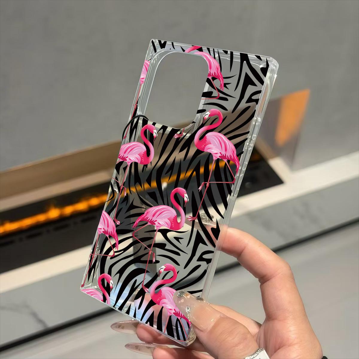 

Clear Square Back Tube Case Protection For iPhone 13 11 12 15 Plus 16 ProMax 14 Pro Max Anti-Oxygen,Flamingos All Over Pattern Casing iphone 11 ProMax