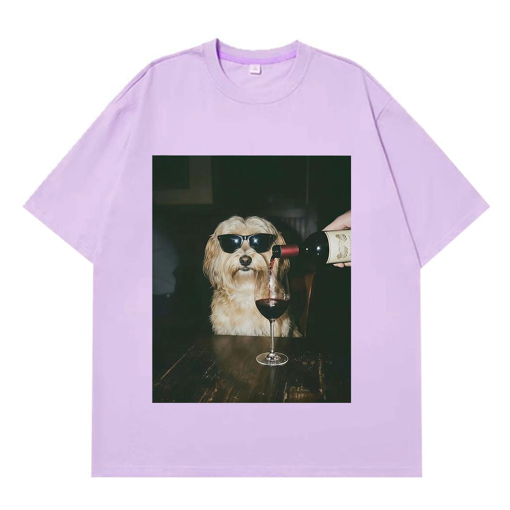 Bere Birra Cane Divertente Meme Grafica Magliette Unisex Unisex Moda Vintage T-shirt Manica Corta Larga Casual Cotone T-shirt Streetwear