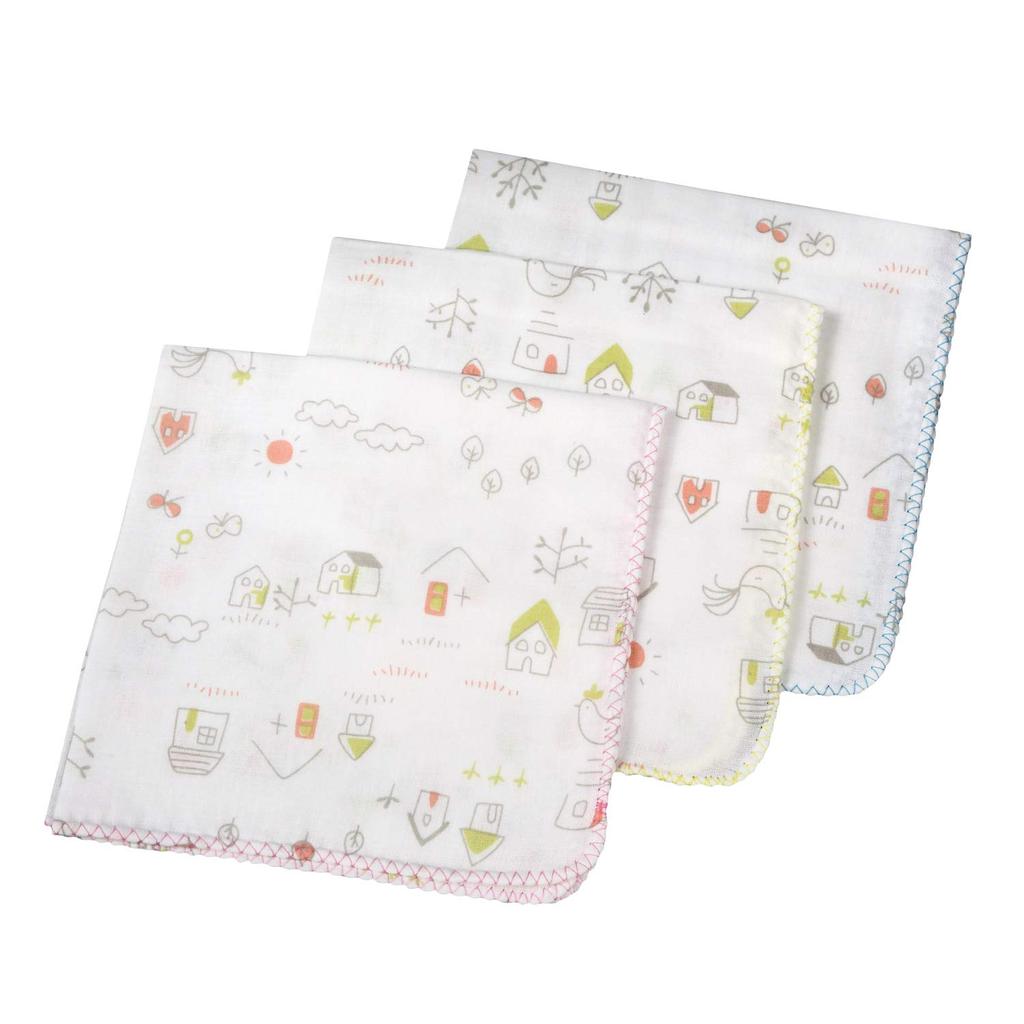 Isamu Shokai Made in Double Gauze Bath Set 1 Bath 2 Bath 3 Gauze House Pattern 100% Cotton, Japan, (6-Piece Set Towel, Towels, Handkerchiefs)
