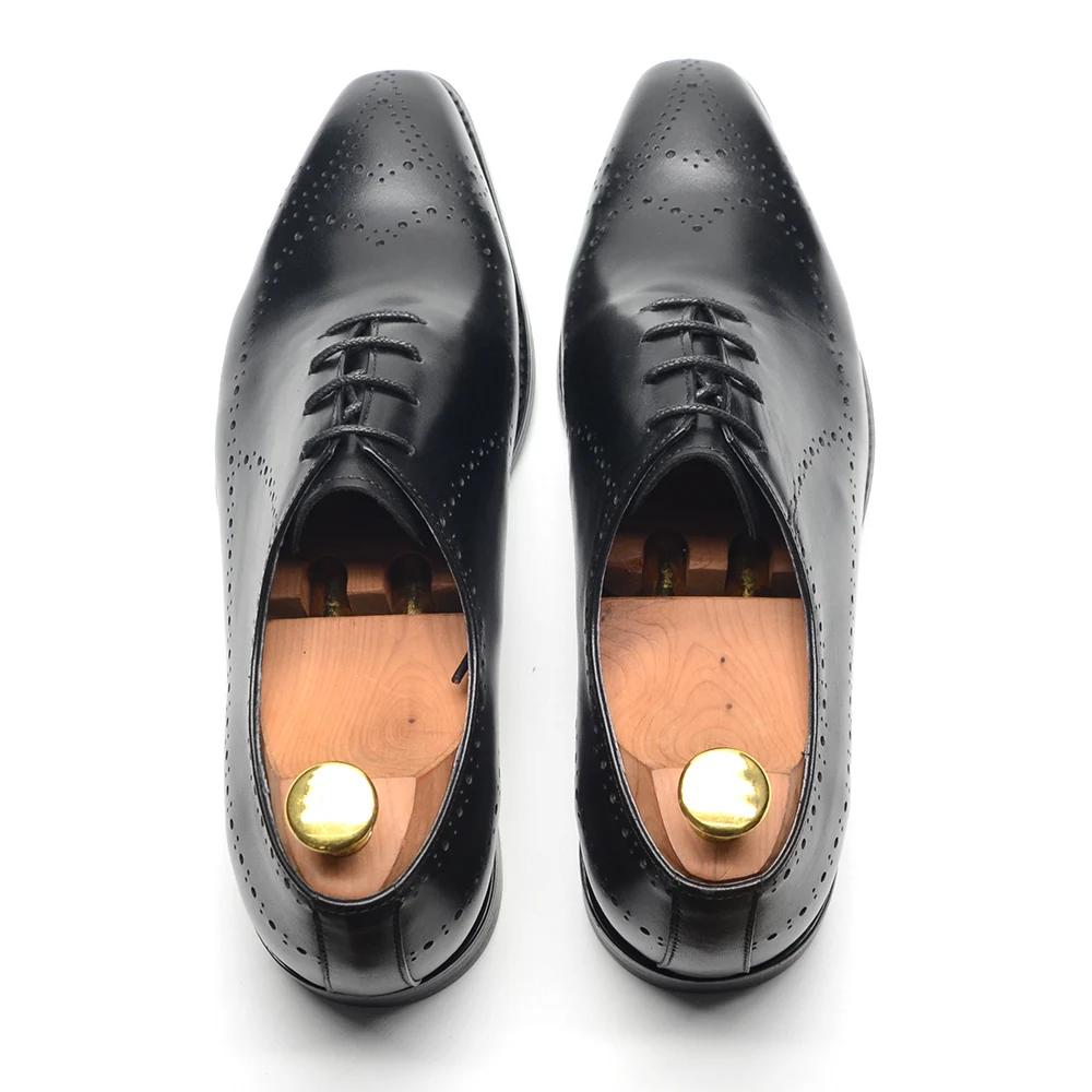 Classic Black Brown Men's Dress Shoes Business Genuine Leather Wingtip Oxfords Lace-Up Brogue Formal Shoes for Wedding Party