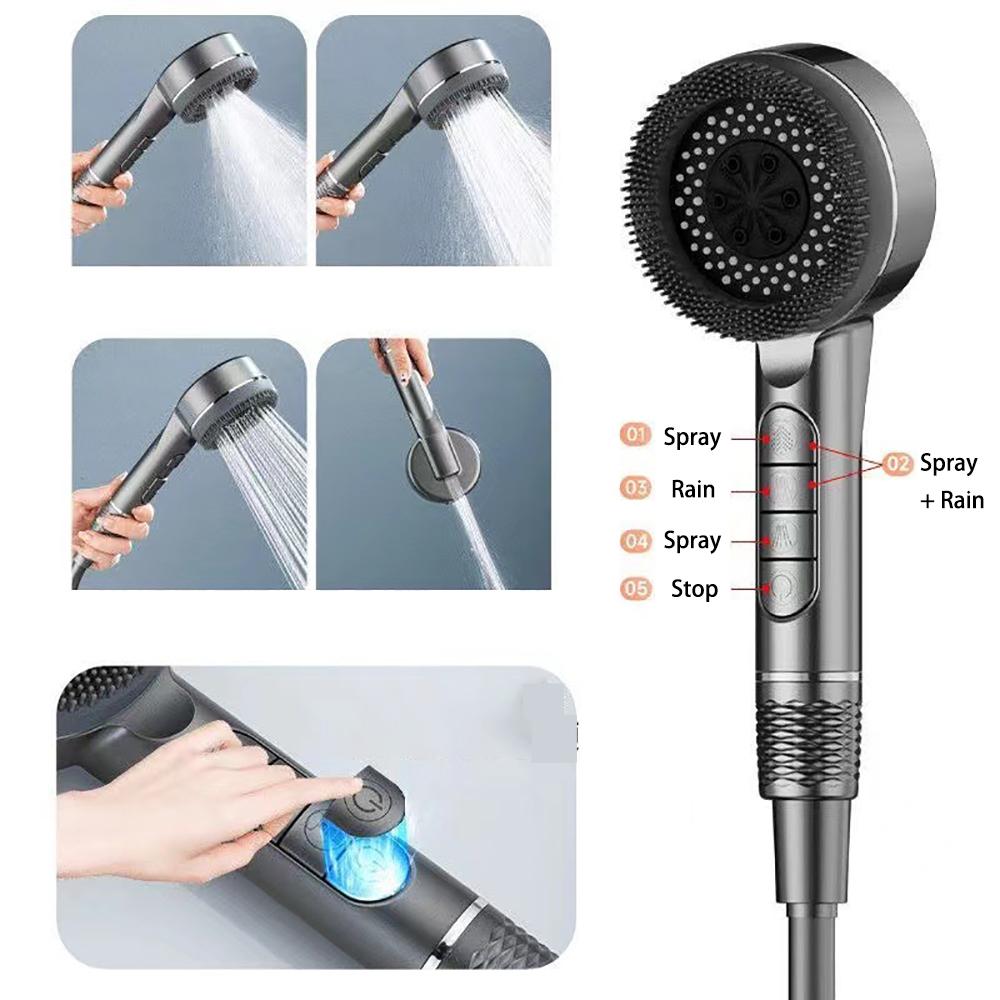 High Pressure Showerhead New 4 Modes Shower Head One-Key Stop Water Massage Shower Head With Filter Element Bathroom Accessories