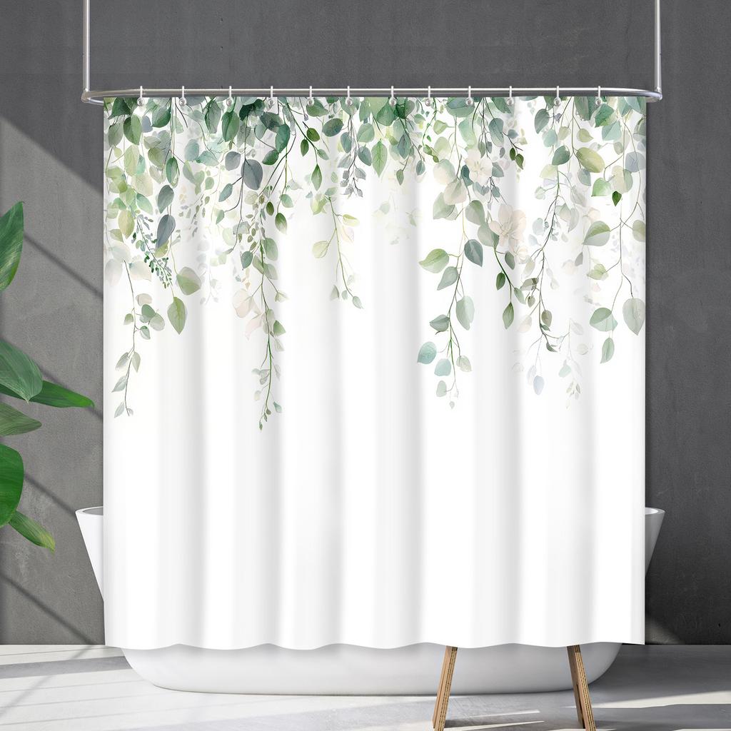 Duschvorhang Wasserdicht Und Schimmelresistent 3D Digitaldruck Pflanze Blume Und Gras Duschvorhang Badezimmer Trennvorhang