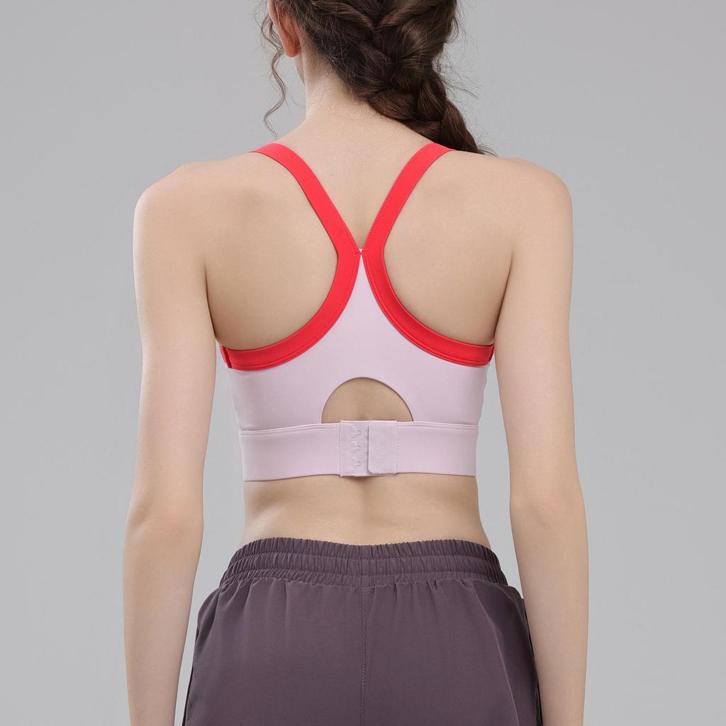 High-Strength Shockproof Sports Bra Quick-Drying One-Piece Contrast Color Yoga Bra for Women