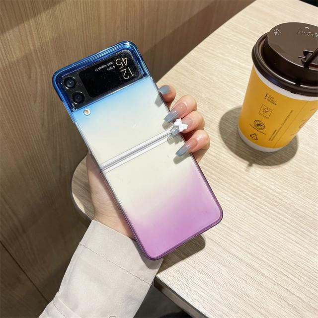 Für Samsung Galaxy Z Flip 4 3 5g Fall Farbverlauf Bunte Transparente Stoßfest Anti-Drop Schutz Harte Rückseite Abdeckung Zubehör