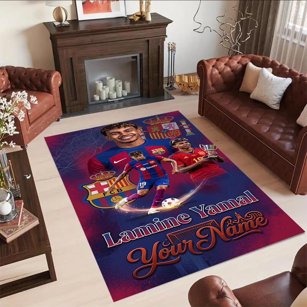 Lamin Yamal Customize Text Floor Rug Office Rug Perfect For Dining Room Study Room Outdoor Decorate Room Antislip Carpet Anime Office Decor