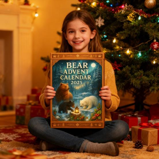 Bear 2025 Christmas Countdown Box 24-Day Countdown Calendar Unique Decoration for Holiday Entertainment Gatherings And Parties