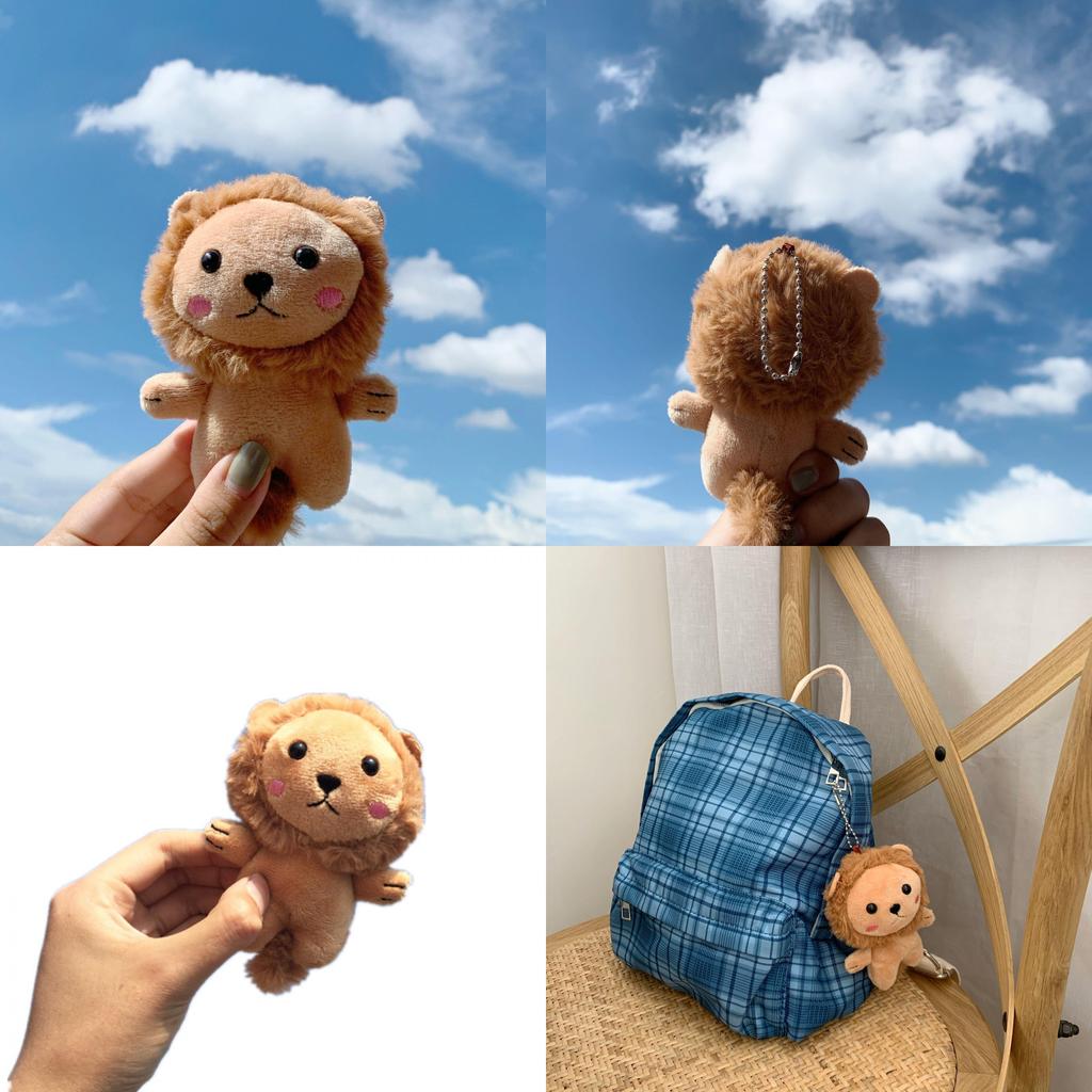 Adorable Shy Lion Plush Keychain Cute Animal Bag Charm Soft Toy For Backpack