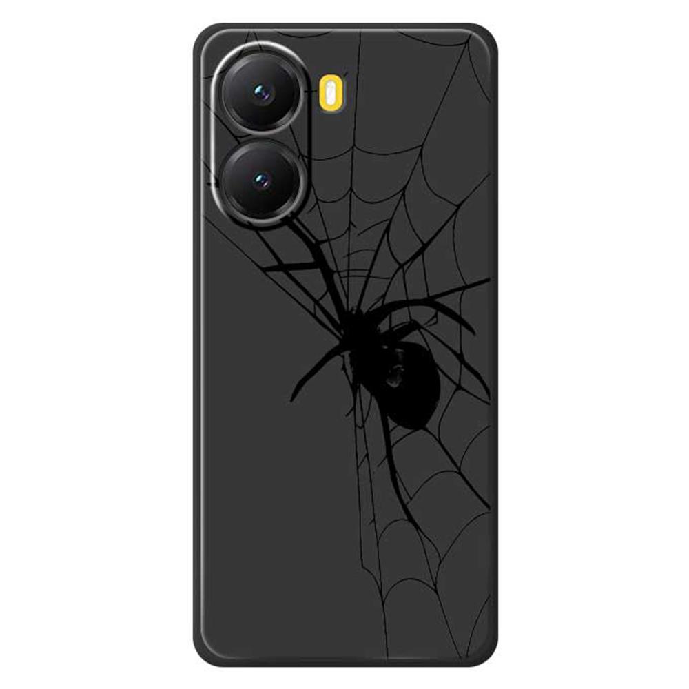 For Xiaomi Redmi Turbo 4 5G/Poco X7 Pro 5G Case Spider Pattern Printing Straight Edge TPU Phone Back Cover