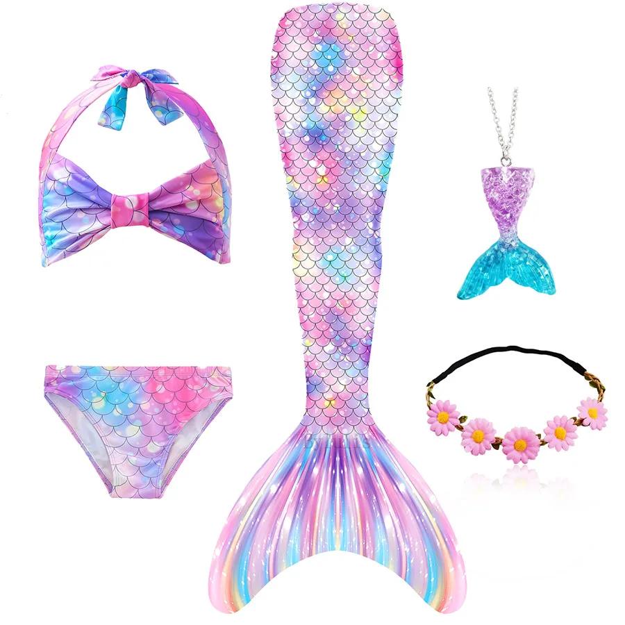 Mädchen Schwanzflosse Meerjungfrau Kostüm Kleid Cosplay Weihnachten Geburtstag Geschenk Badeanzug Kann Monoflosse Finne Hinzufügen Halloween Kostüm