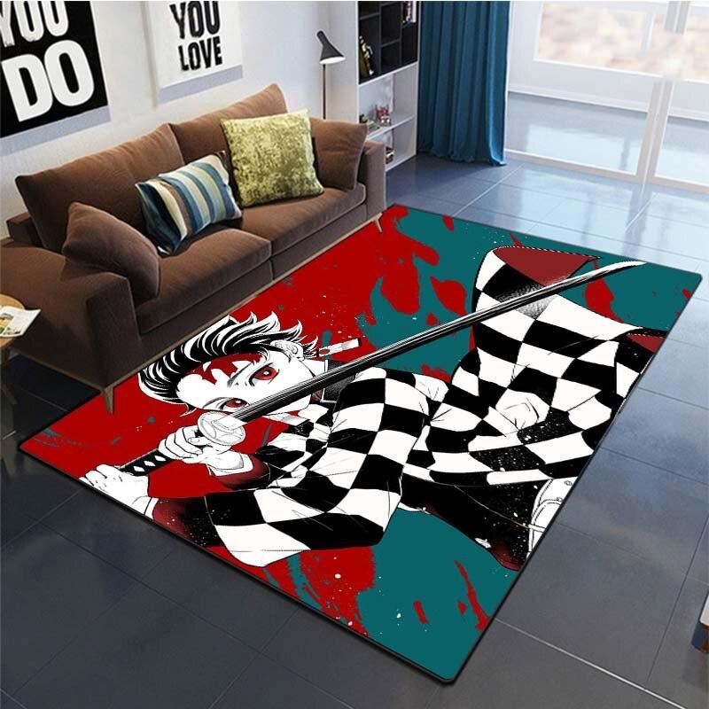 Anime Demon Slayer Kimetsu No Yaiba Print Floor Mats Area Rug Carpets Mats Floor Rug For Living Room Non-slip