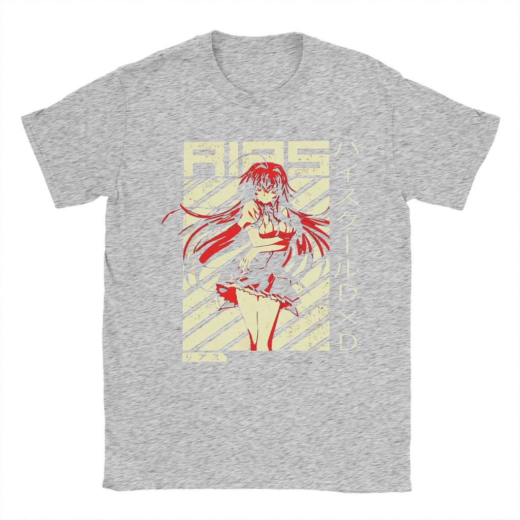 Streetwear High School DxD Lustiges Anime DxD Rias Gremory Retro T-Shirt Herren Baumwolle Kurzarm Rias Gremory O-Ausschnitt Sommer Tops