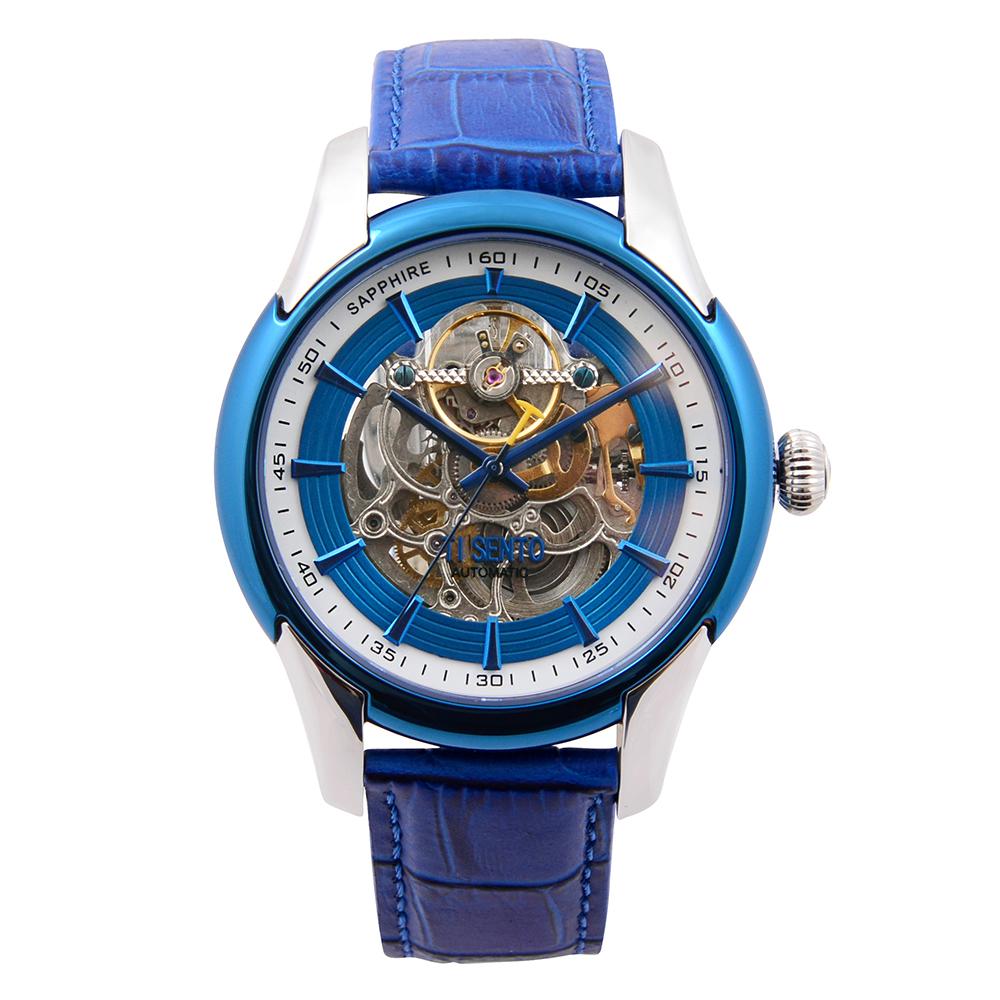 Tisento Ts60011 Men'S Skeleton Automatic Leather Watch