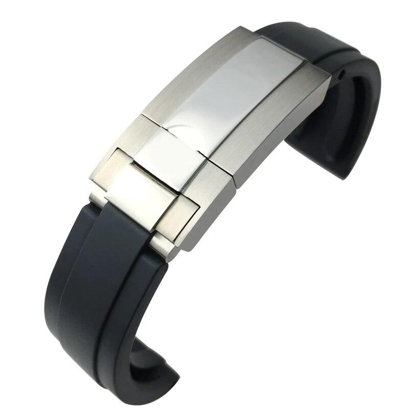 20mm vysoce kvalitní gumový pásek na hodinky pro roli Daytona GMT Submariner GMT OYSTERFLEX černý náramek vodotěsný pásek na hodinky