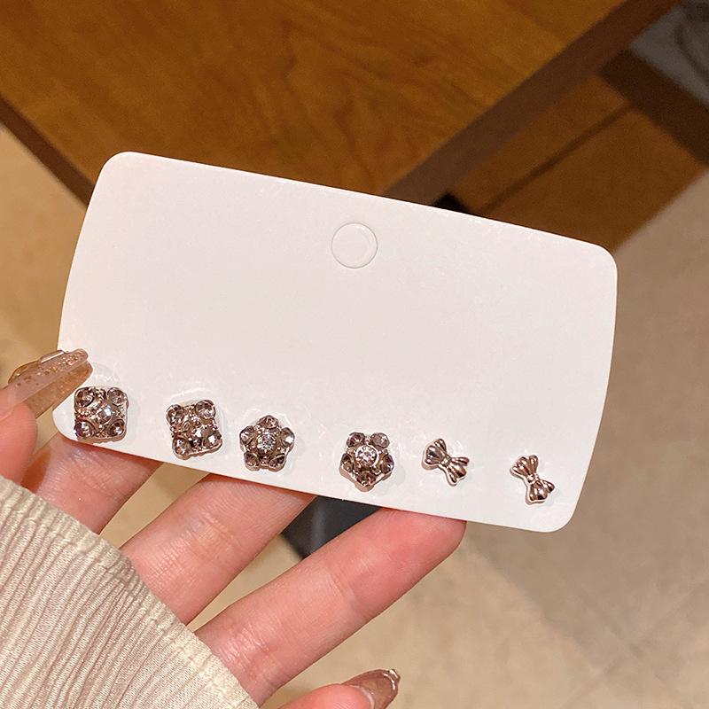 S925 Silver Needle Delicate Zircon Ear Set Small Stud Earrings