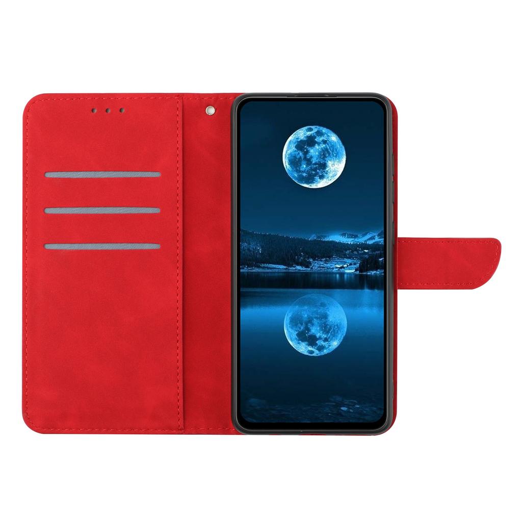 For Oppo A5 5G Case Skin Touch Lines Imprinted PU Leather Flip Phone Cover
