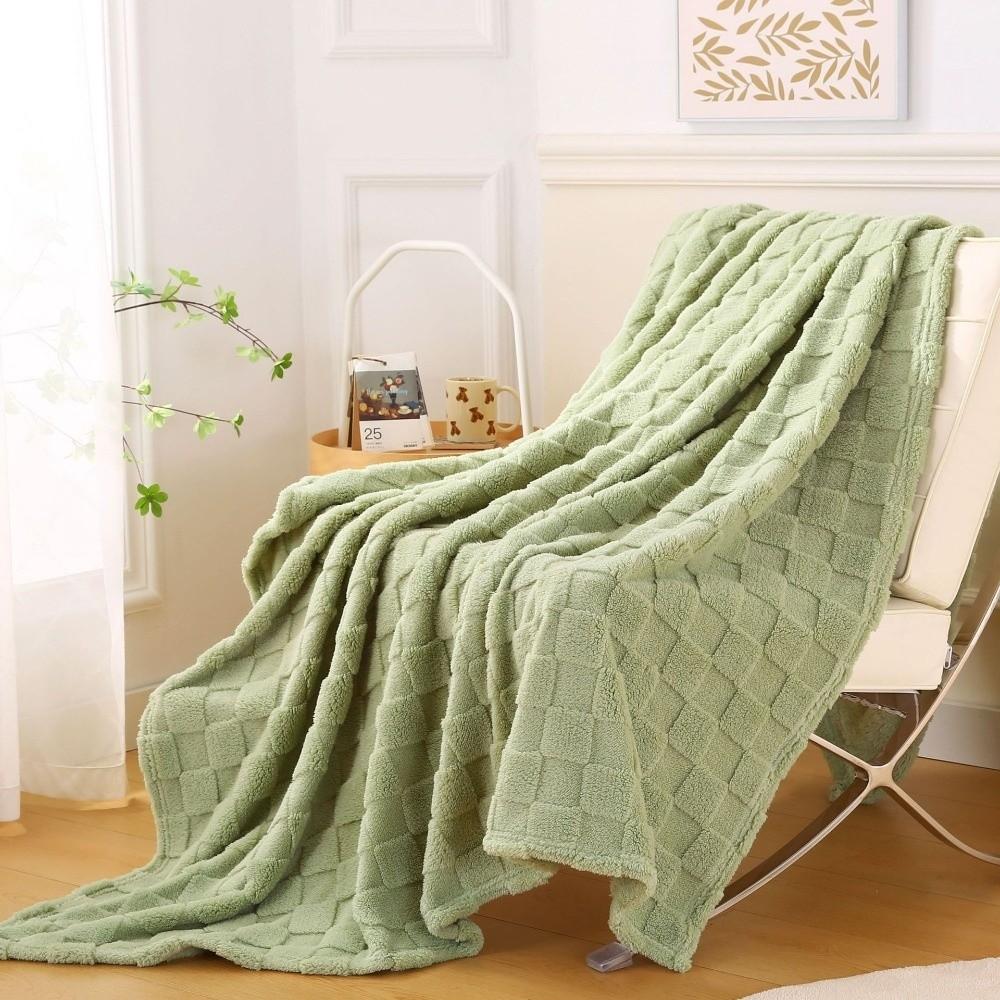 Solid Color Fleece Blanket Thick Warm Bed Blanket Travel Blanket Sofa Blanket  All Season