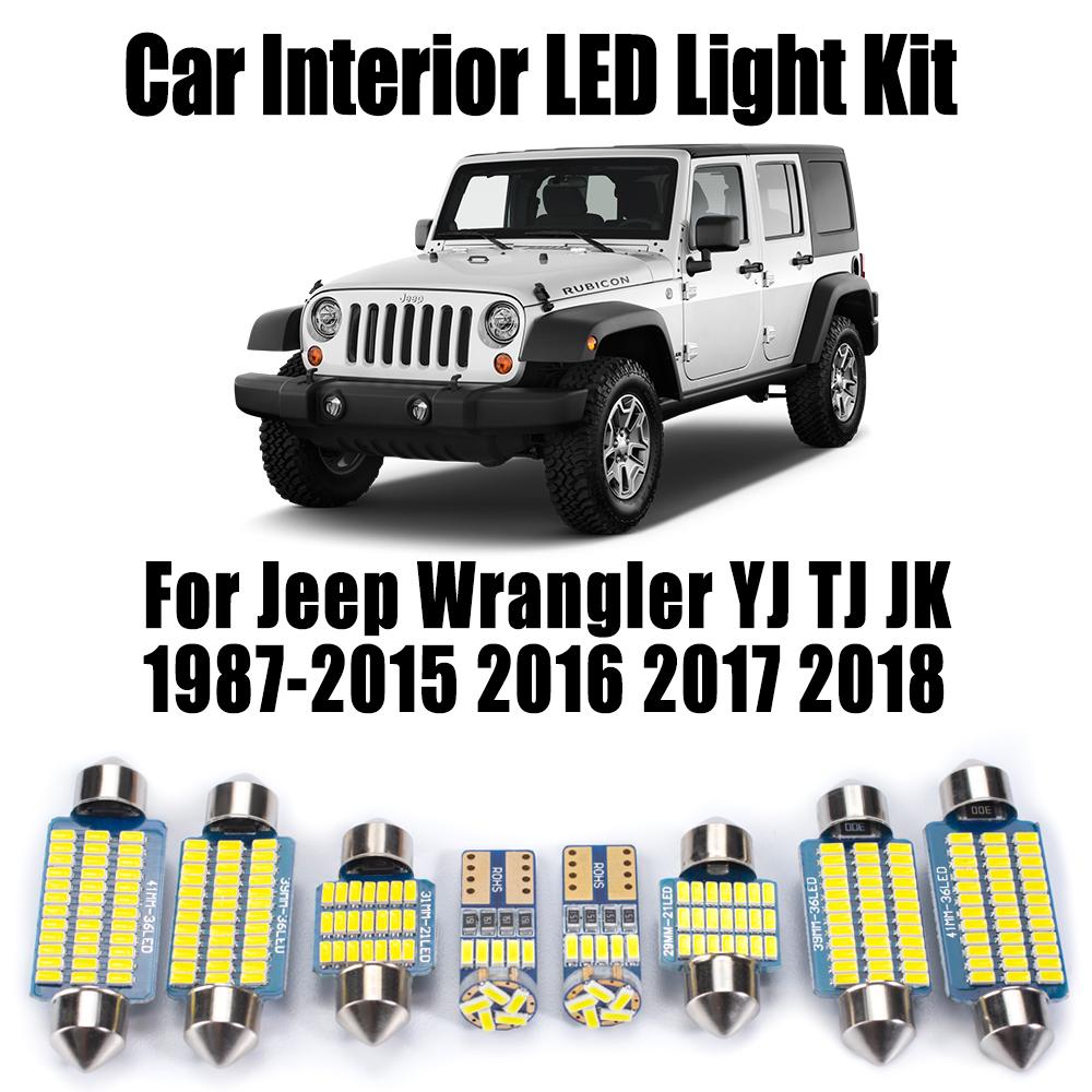 LED Interior Map Dome Trunk Light Ceiling Bulbs Kit For Jeep Wrangler YJ TJ JK 1987- 2014 2015 2016 2017 2018 Car Accessories