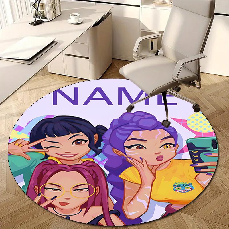 Personalized K-KPop Demon Hunters Round Chair Office Rug - Perfect for Mat, Office Chair & More - Ideal Gift for Birthdays and Holidays
