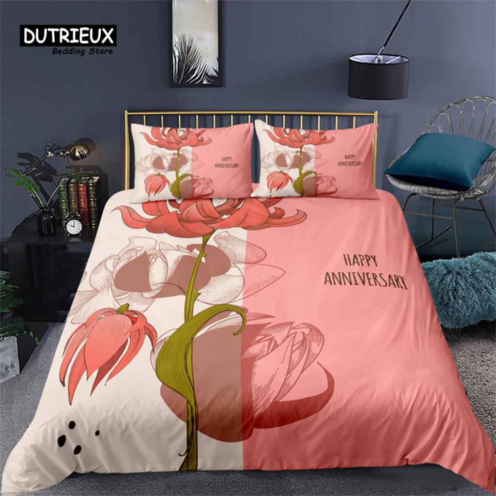 

Luxury 3D Pink Flower Print Home Living Comfortable Duvet Cover Set Pillowcase Kids Bedding Set Queen and King EU/US/AU/UK Size (135x200cm)