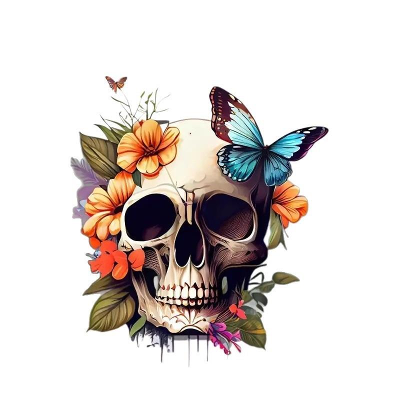 Skeleton Halloween Flower Butterfly Pattern Acrylic Pendant For Car Decoration